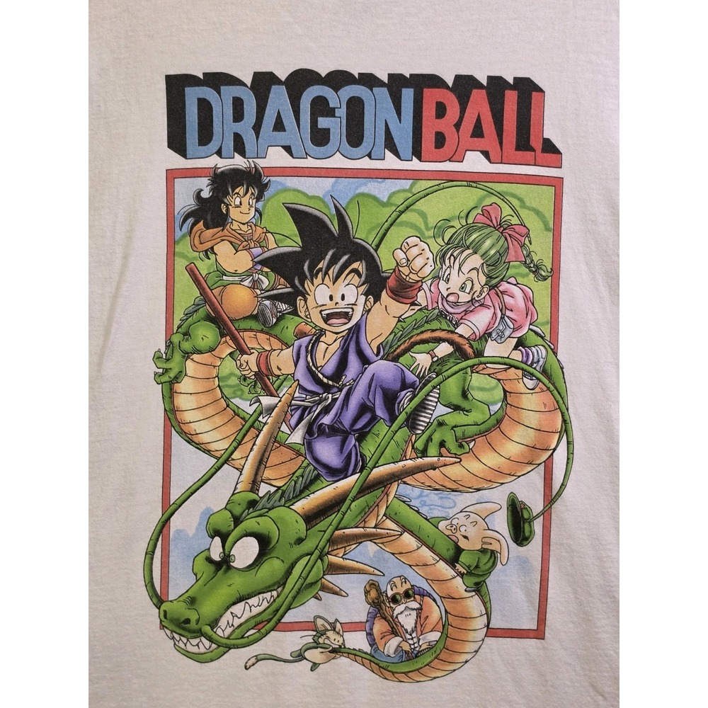 Dragon Ball Men's XL White Graphic T Shirt Goku Shenron Anime Manga Tee